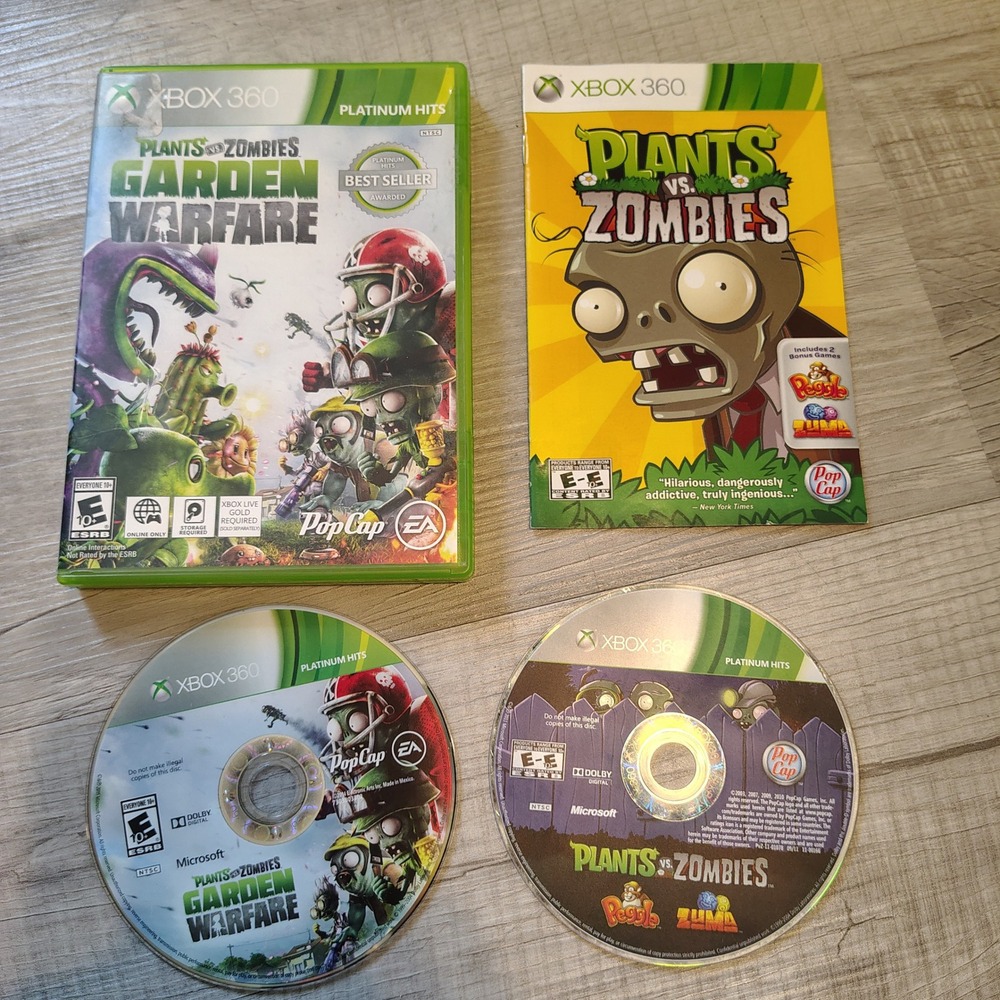 Plants vs Zombies Garden Warfare & PvZ Peggle Zuma Xbox 360 Platinum Hits Bundle